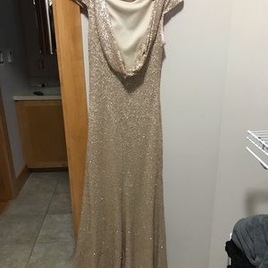 Rose gold sequin bridesmaids dress